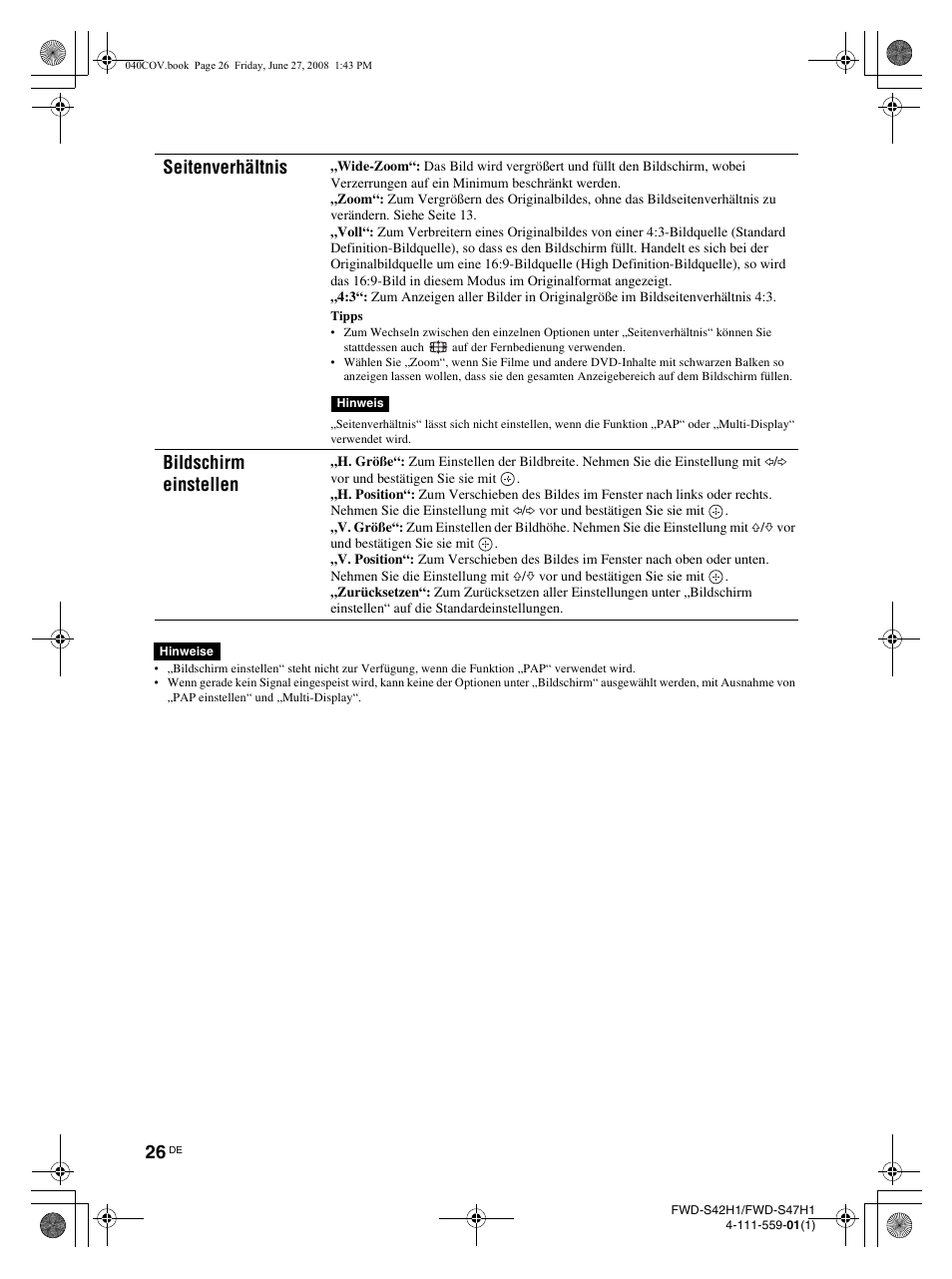 Seitenverhältnis, Bildschirm einstellen | LG LS42F User Manual | Page 158 / 302