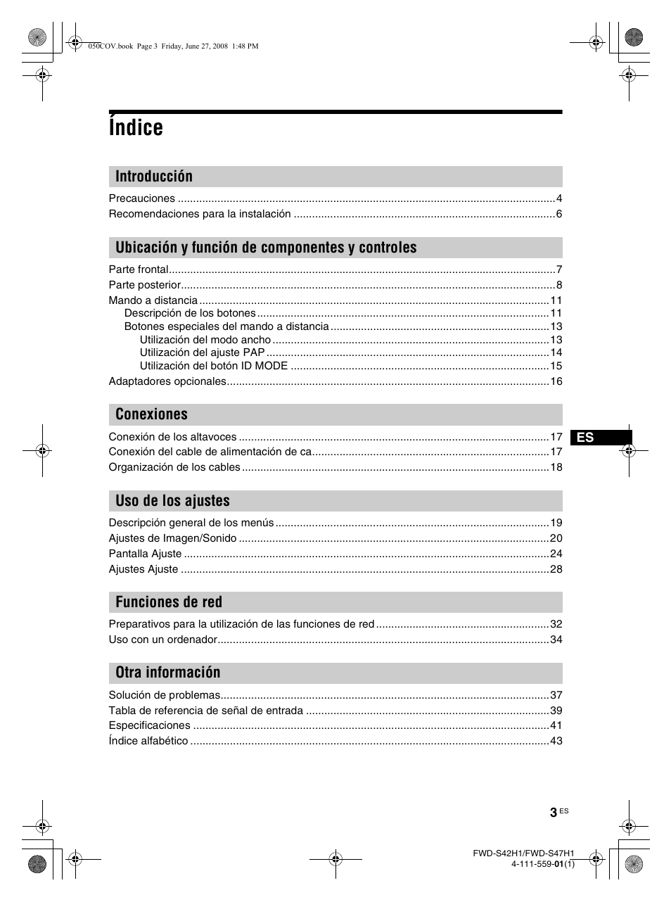 Índice | LG LS42F User Manual | Page 179 / 302