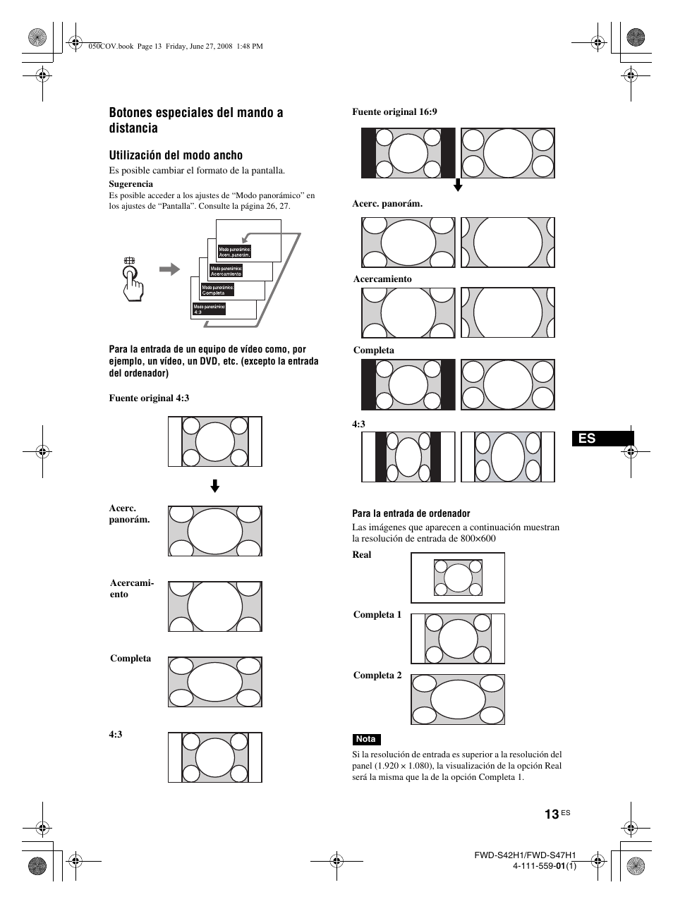 Es botones especiales del mando a distancia | LG LS42F User Manual | Page 189 / 302