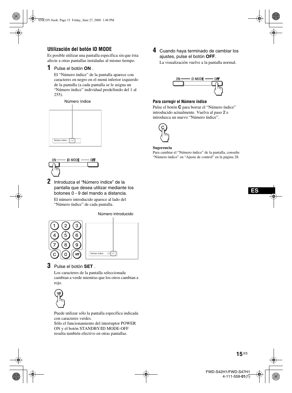 Utilización del botón id mode | LG LS42F User Manual | Page 191 / 302