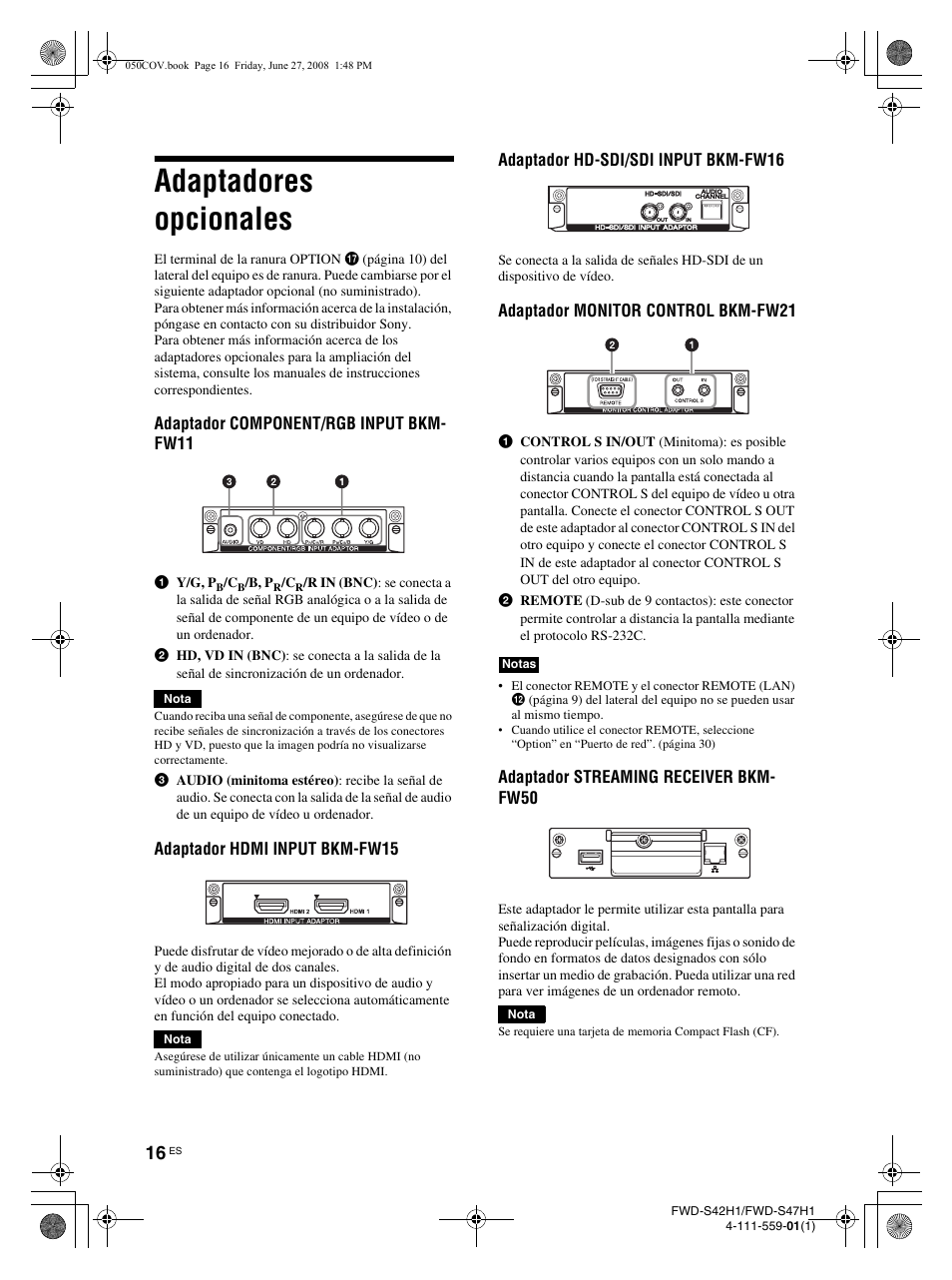 Adaptadores opcionales | LG LS42F User Manual | Page 192 / 302