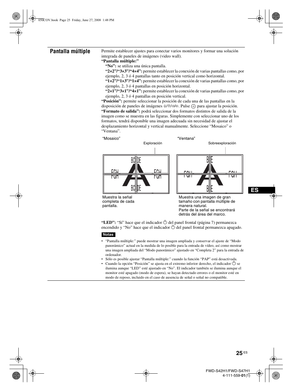 Es pantalla múltiple | LG LS42F User Manual | Page 201 / 302