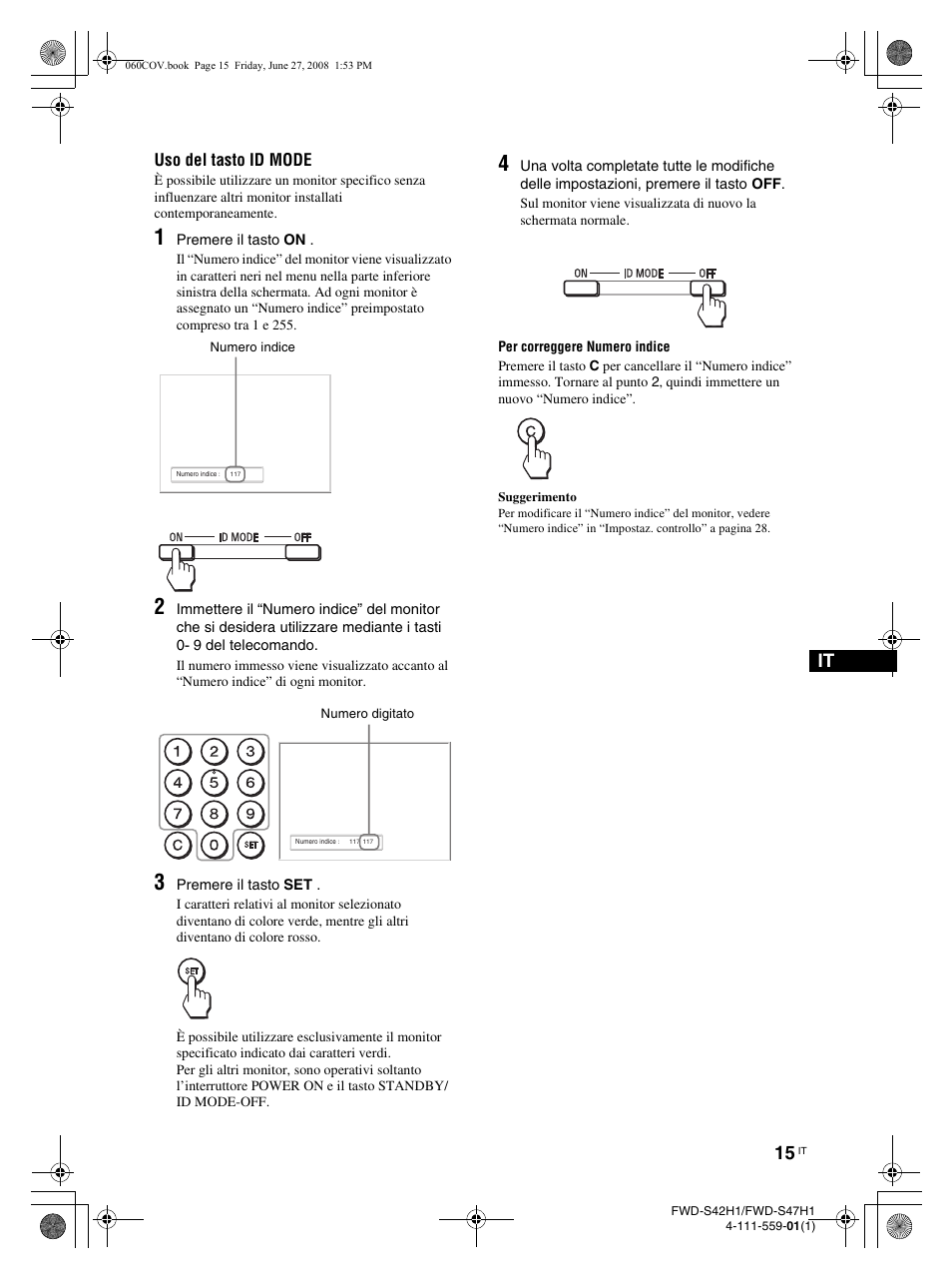 Uso del tasto id mode | LG LS42F User Manual | Page 233 / 302