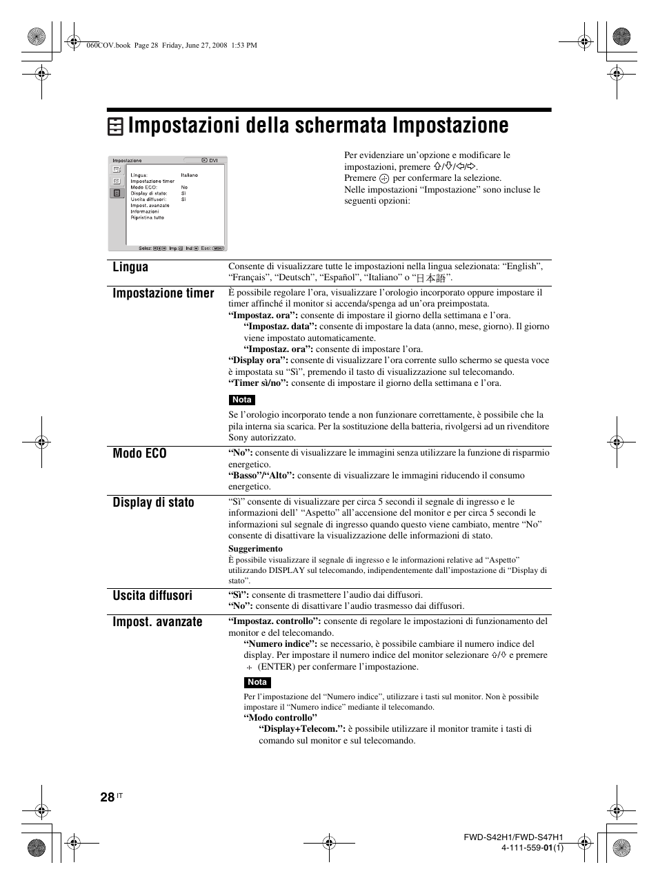 Impostazioni della schermata impostazione | LG LS42F User Manual | Page 246 / 302