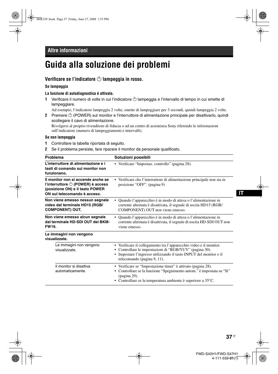 Guida alla soluzione dei problemi, Altre informazioni | LG LS42F User Manual | Page 255 / 302
