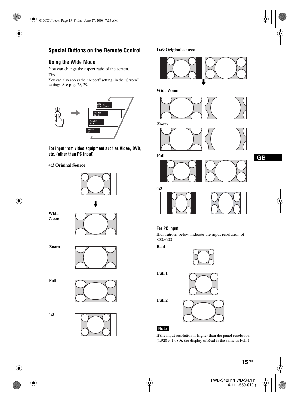 Gb special buttons on the remote control | LG LS42F User Manual | Page 61 / 302