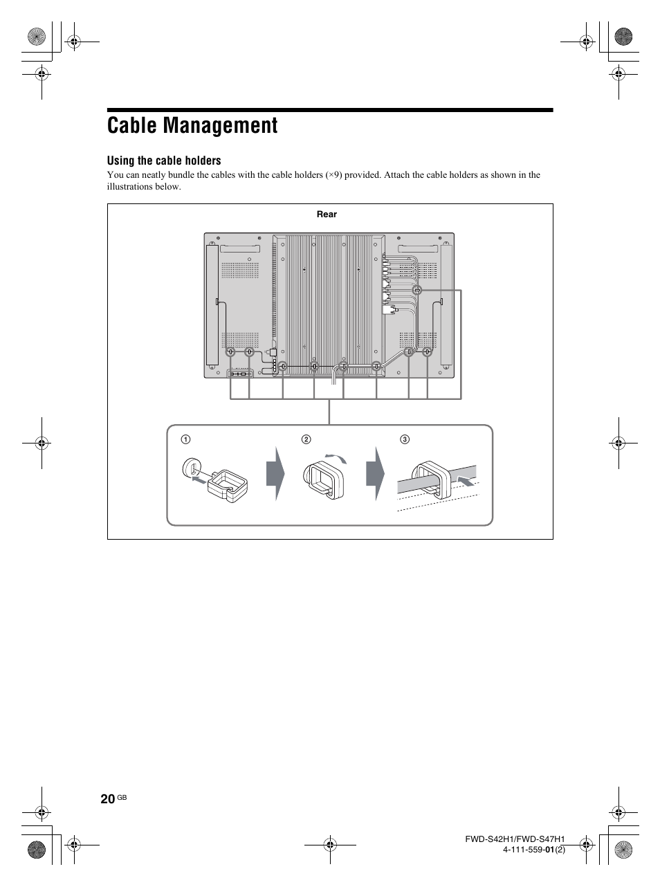 Cable management | LG LS42F User Manual | Page 66 / 302