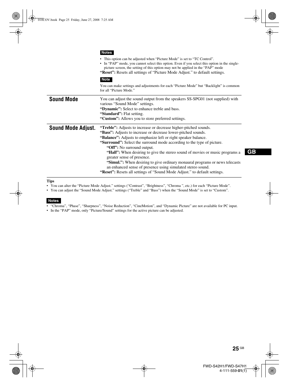 Sound mode, Sound mode adjust | LG LS42F User Manual | Page 71 / 302