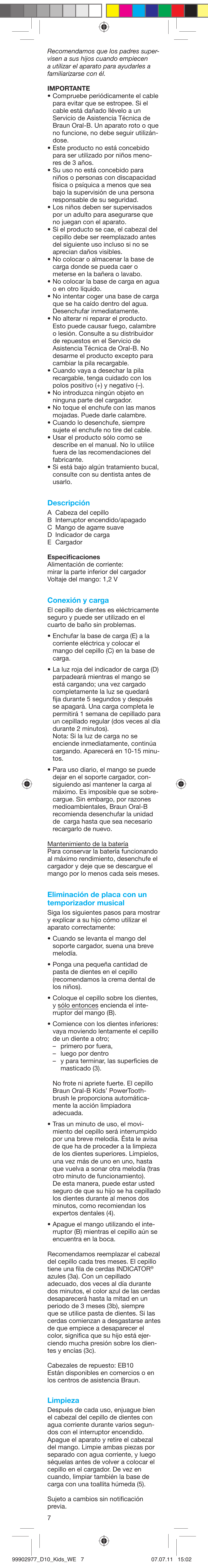 Braun D10511 Kids Power Toothbrush User Manual | Page 7 / 15