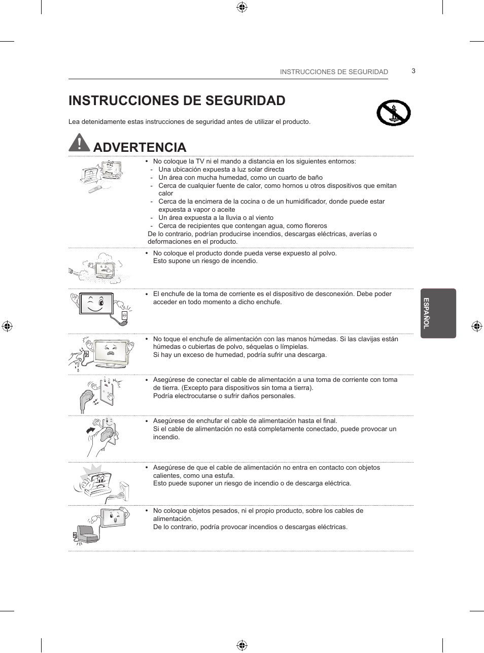Instrucciones de seguridad, Advertencia | LG 24LB450B User Manual | Page 116 / 231