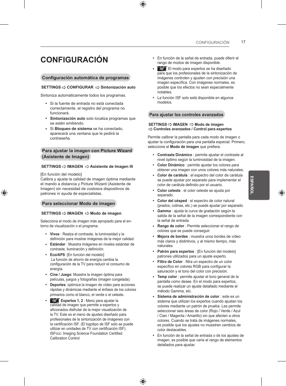 Configuración | LG 24LB450B User Manual | Page 130 / 231