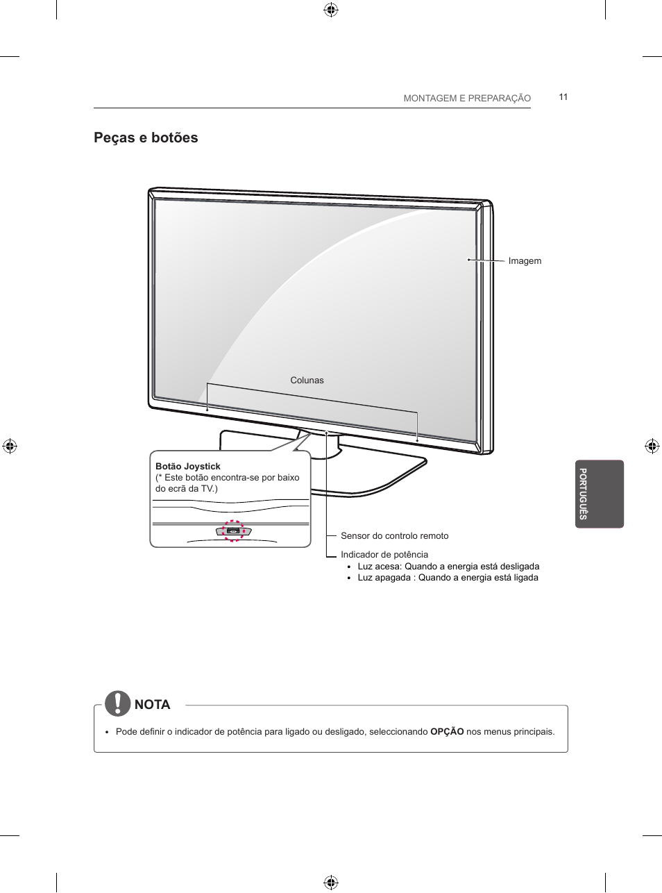 Peças e botões, Nota | LG 24LB450B User Manual | Page 146 / 231