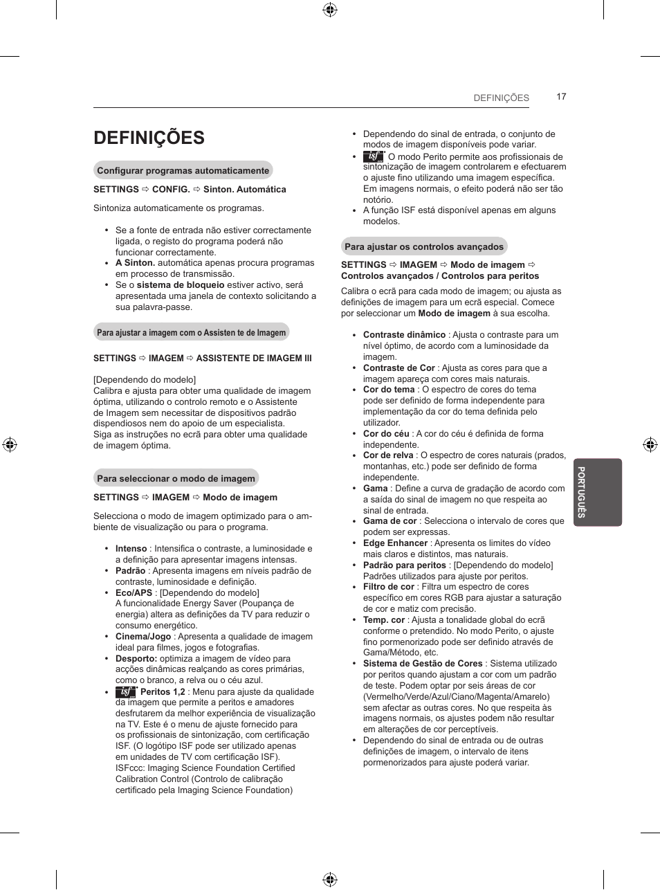 Definições | LG 24LB450B User Manual | Page 152 / 231