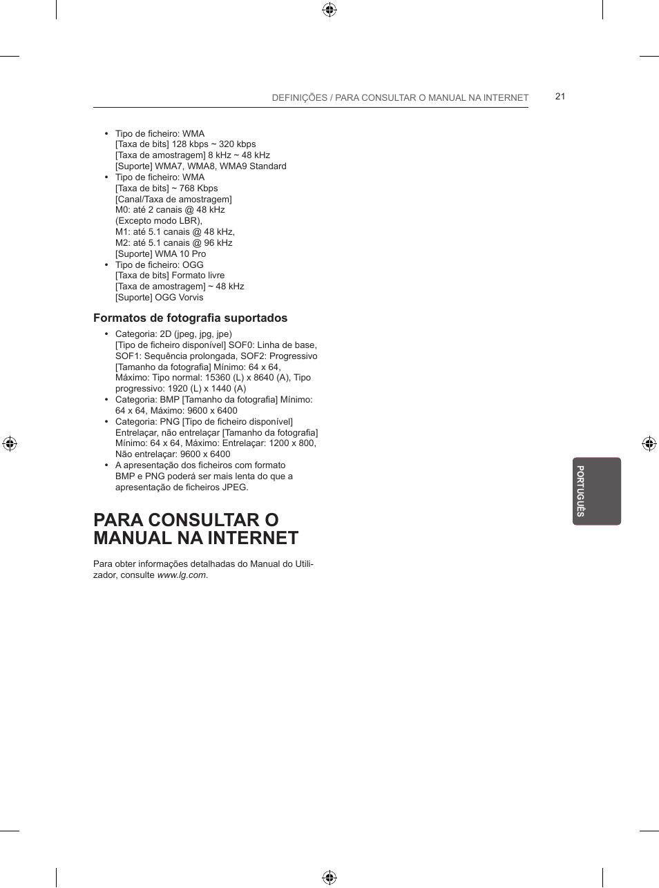 Para consultar o manual na internet | LG 24LB450B User Manual | Page 156 / 231
