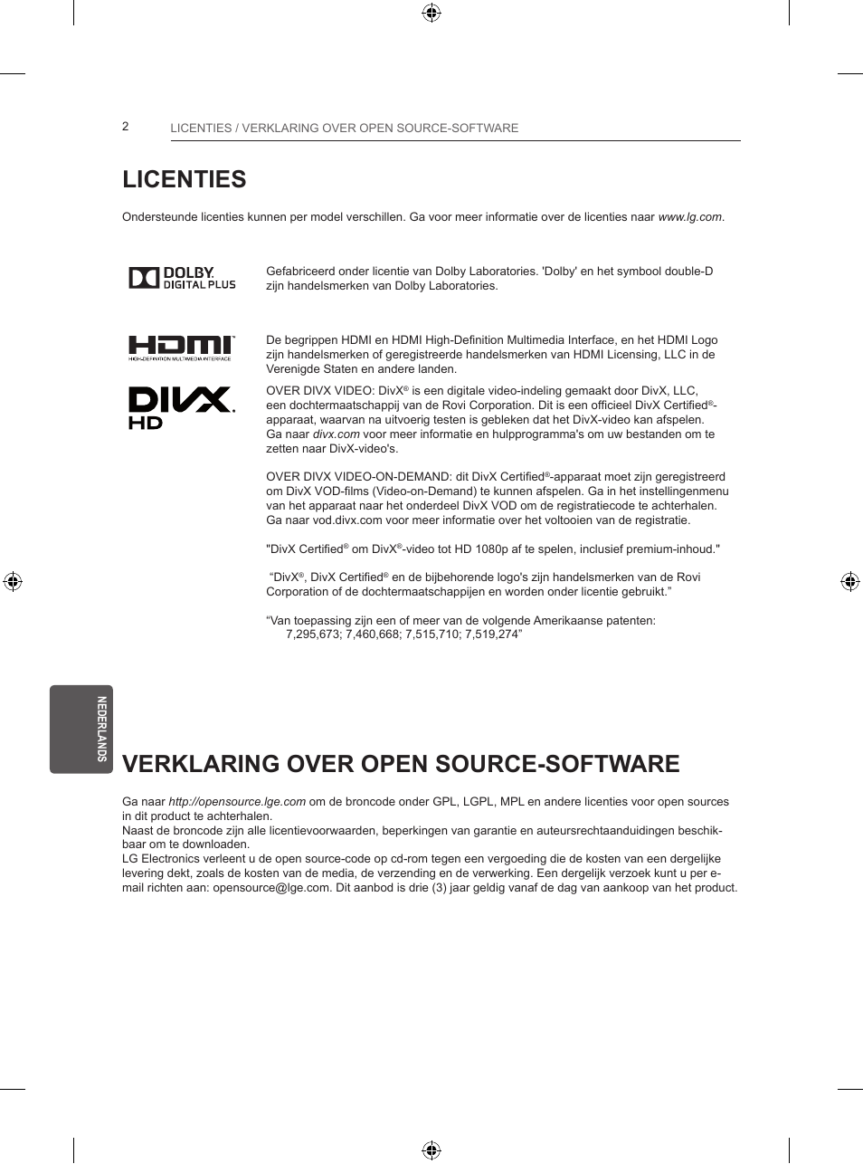 Licenties, Verklaring over open source-software | LG 24LB450B User Manual | Page 159 / 231