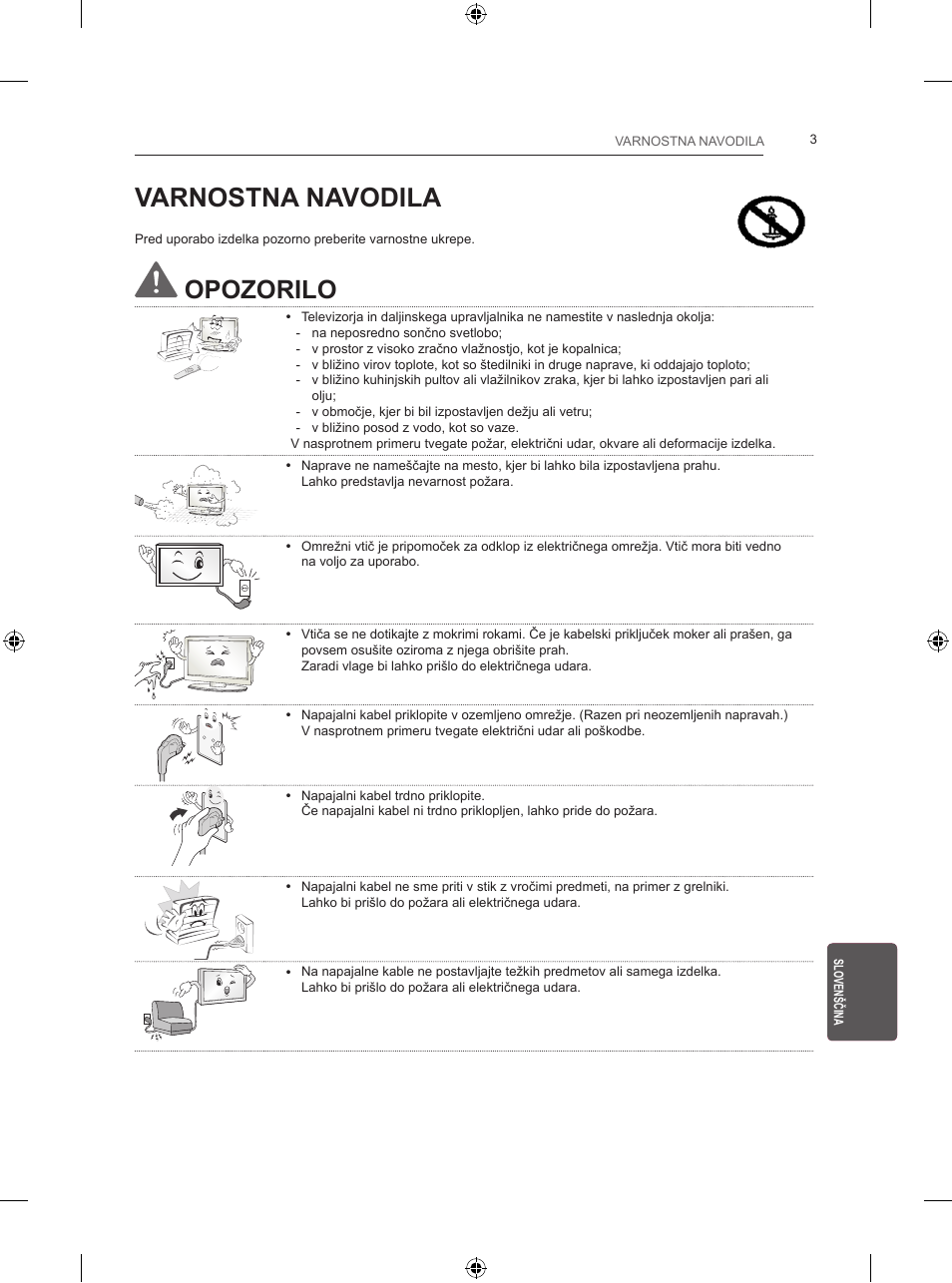 Varnostna navodila, Opozorilo | LG 24LB450B User Manual | Page 204 / 231