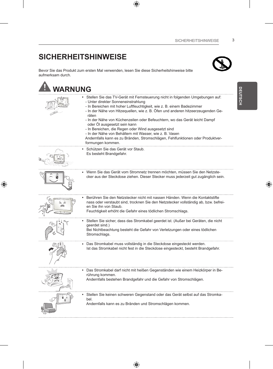 Sicherheitshinweise, Warnung | LG 24LB450B User Manual | Page 46 / 231