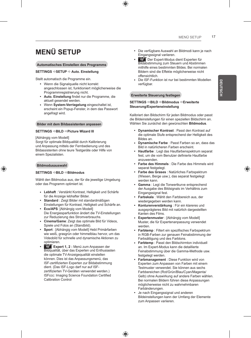 Menü setup | LG 24LB450B User Manual | Page 60 / 231