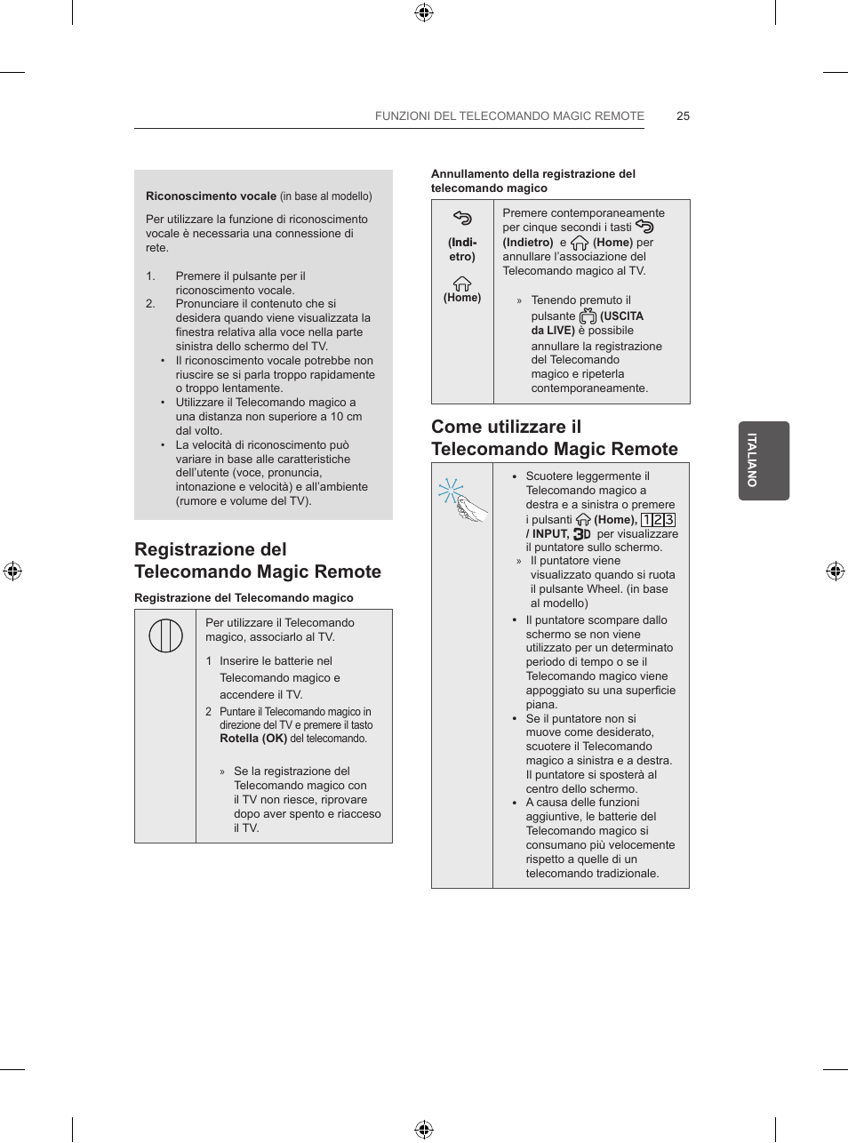 Come utilizzare il telecomando magic remote, Registrazione del telecomando magic remote | LG 55UB830V User Manual | Page 150 / 303