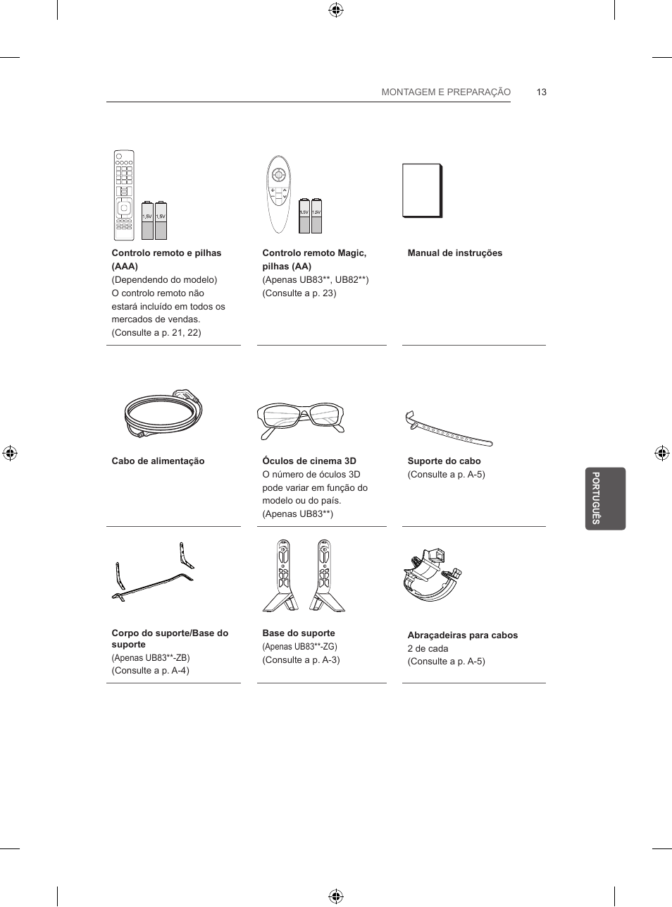 Procedimento de instalação, Montagem e preparação, Desembalar | LG 55UB830V User Manual | Page 198 / 303