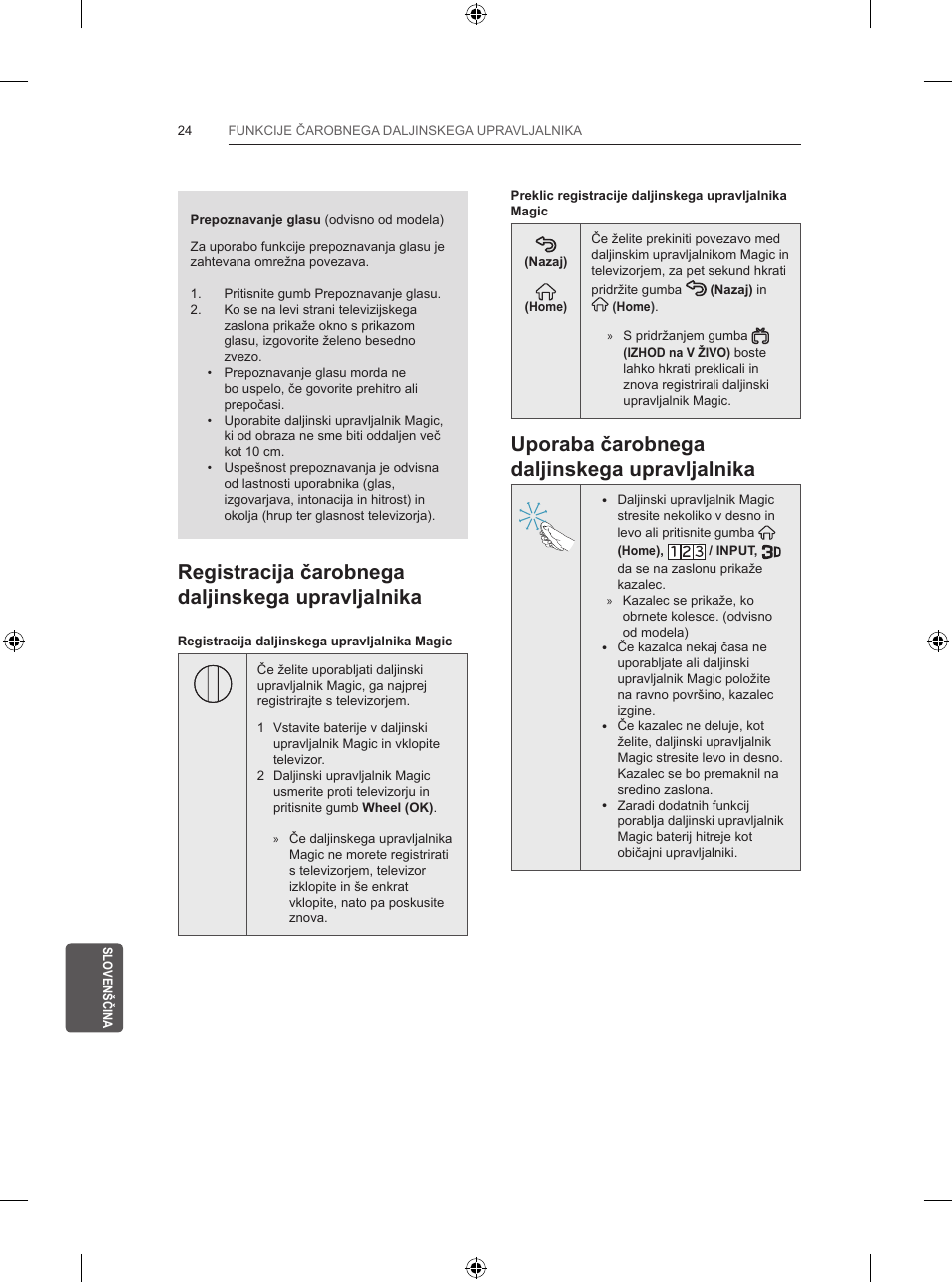 Uporaba čarobnega daljinskega upravljalnika, Registracija čarobnega daljinskega upravljalnika | LG 55UB830V User Manual | Page 293 / 303