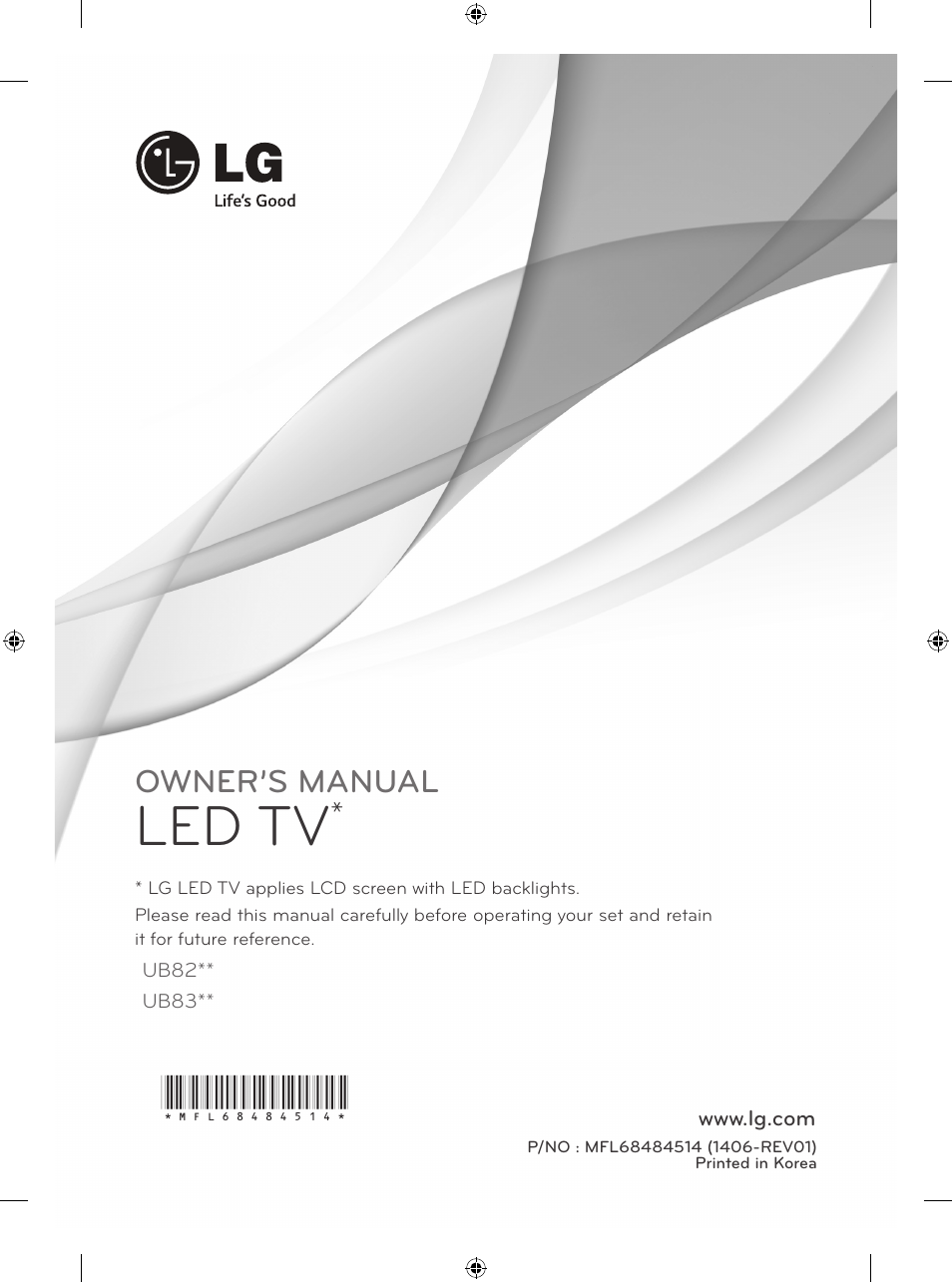 Mfl68484514-front, Led tv, Owner’s manual | LG 55UB830V User Manual | Page 4 / 303