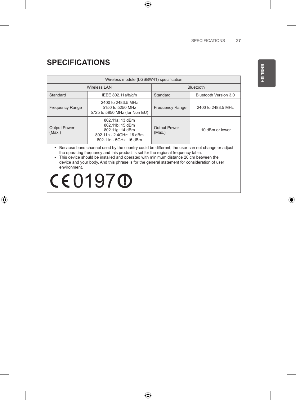 Specifications | LG 55UB830V User Manual | Page 68 / 303