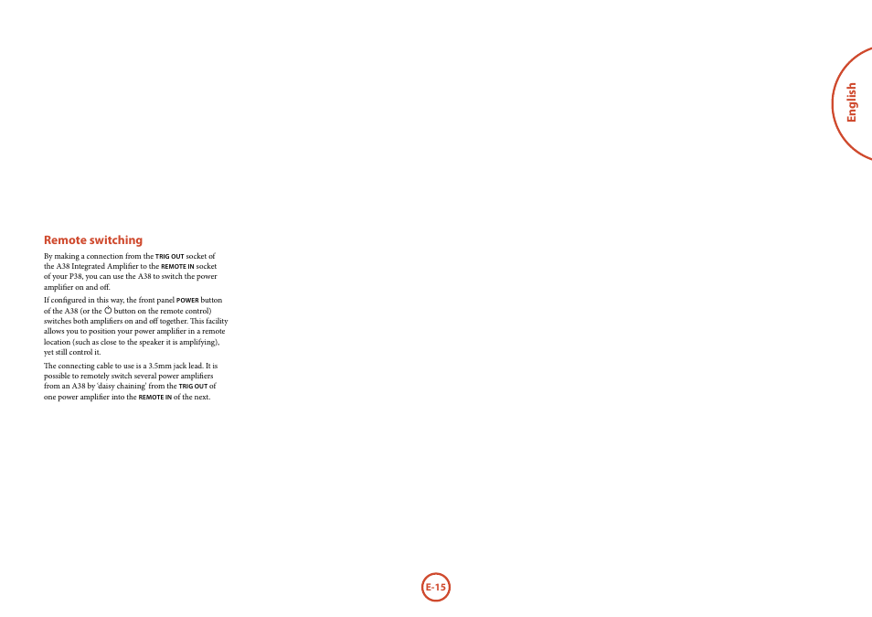 English remote switching | Arcam FMJ A38 User Manual | Page 15 / 18