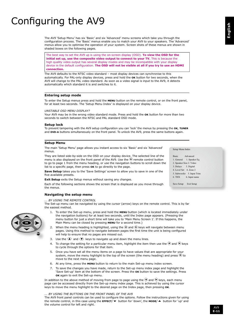 Confi guring the av9 | Arcam FMJ AV9 User Manual | Page 11 / 54