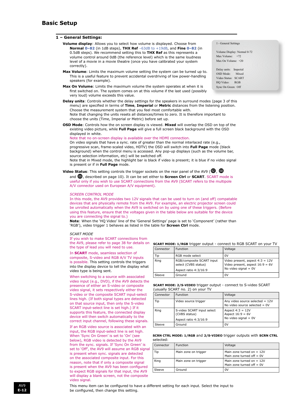 Basic setup | Arcam FMJ AV9 User Manual | Page 12 / 54