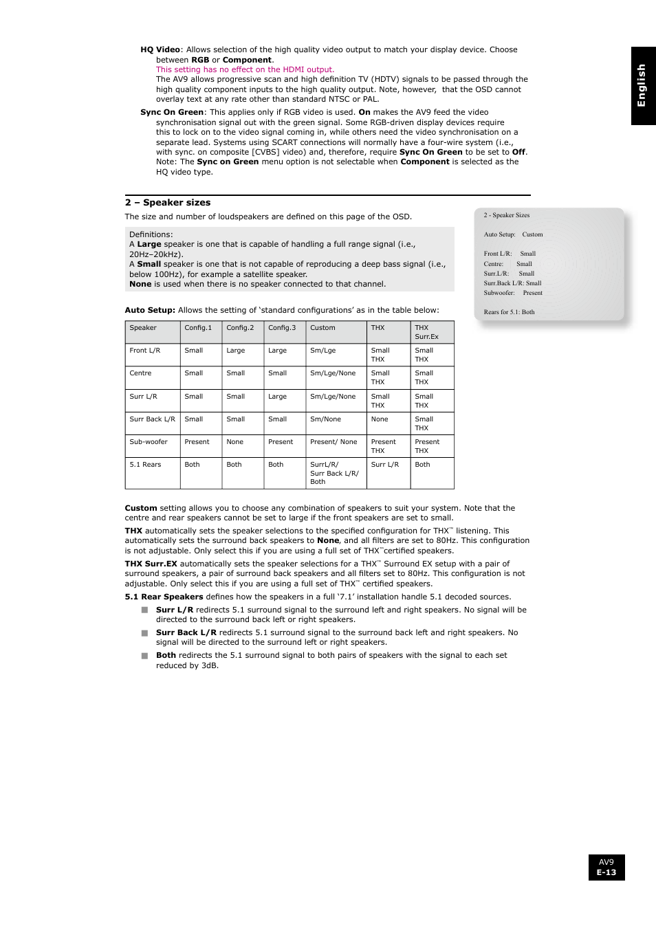 En g li s h | Arcam FMJ AV9 User Manual | Page 13 / 54