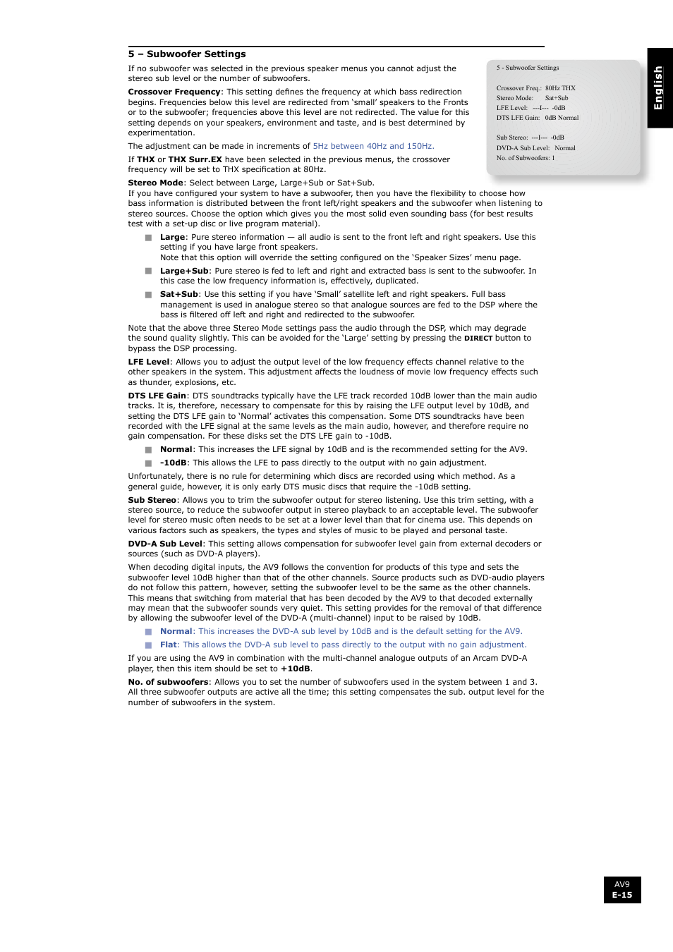 Arcam FMJ AV9 User Manual | Page 15 / 54