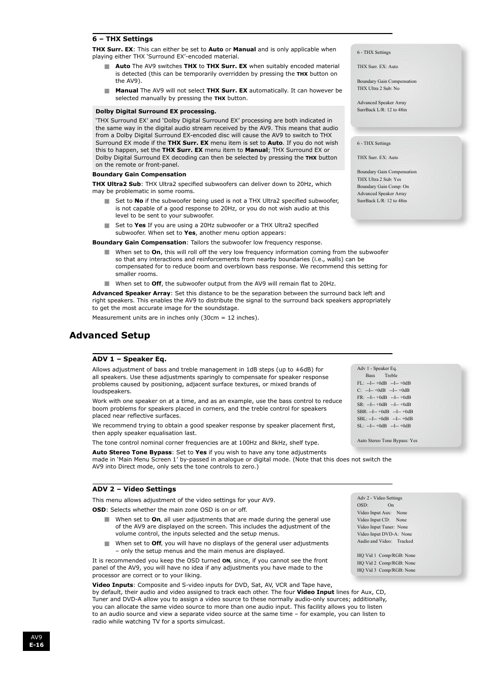 Advanced setup | Arcam FMJ AV9 User Manual | Page 16 / 54