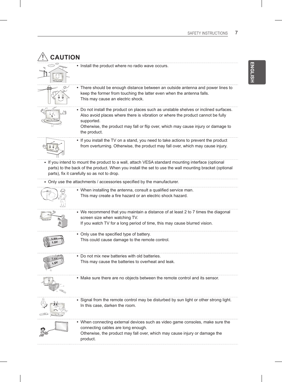 Caution | LG 27LS5400 User Manual | Page 15 / 238