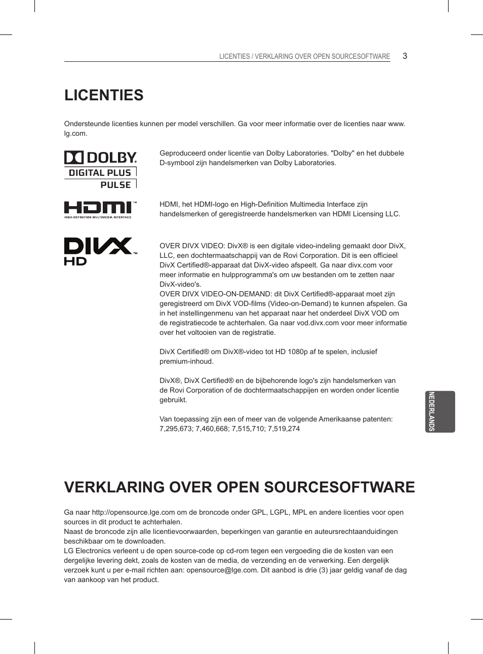 Licenties, Verklaring over open sourcesoftware | LG 27LS5400 User Manual | Page 159 / 238