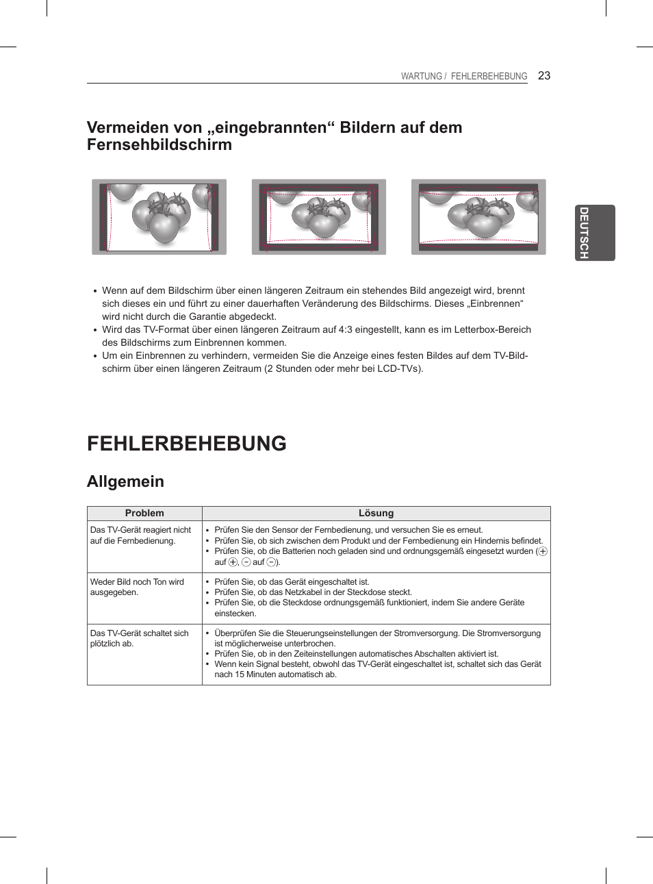 Fehlerbehebung, Allgemein | LG 27LS5400 User Manual | Page 55 / 238