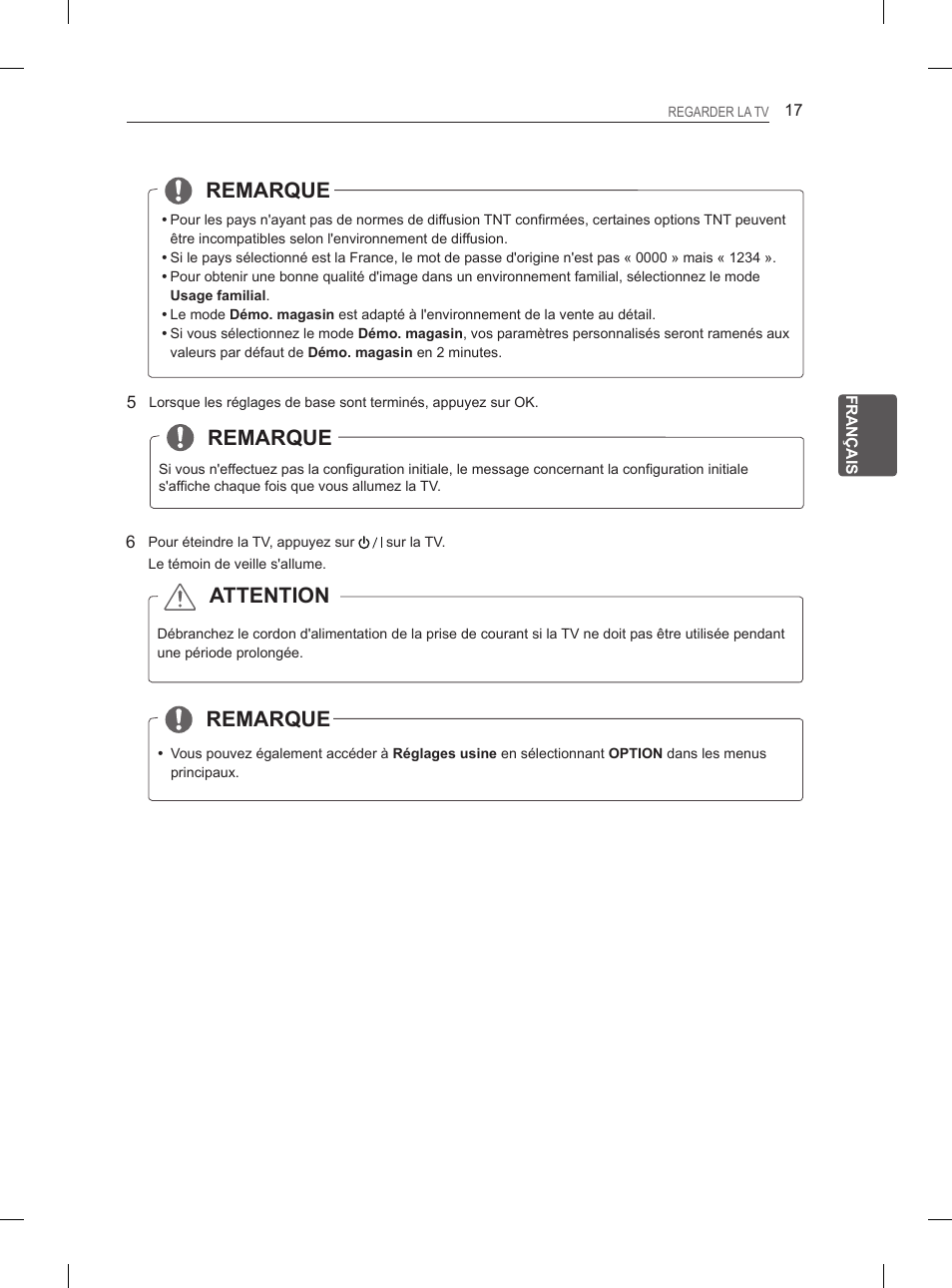 Remarque, Remarque attention | LG 27LS5400 User Manual | Page 73 / 238