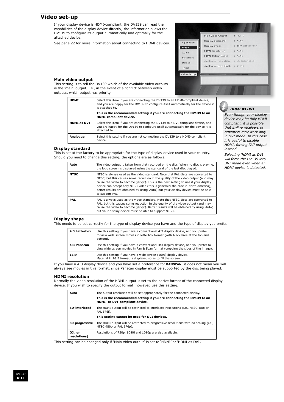 Video set-up | Arcam FMJ DV139 User Manual | Page 14 / 26