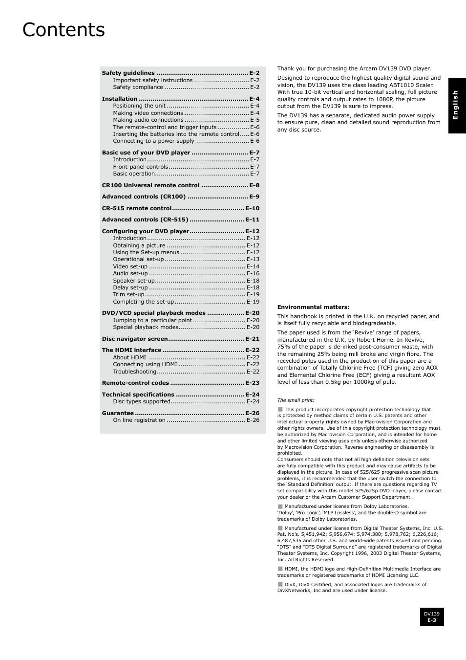 Arcam FMJ DV139 User Manual | Page 3 / 26