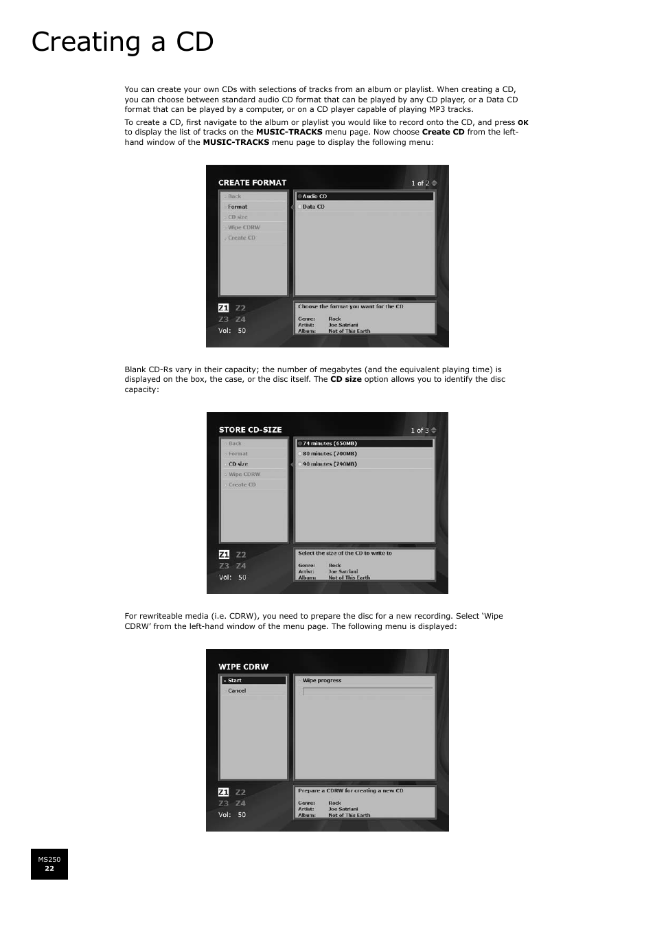 Creating a cd | Arcam FMJ MS250 User Manual | Page 22 / 36