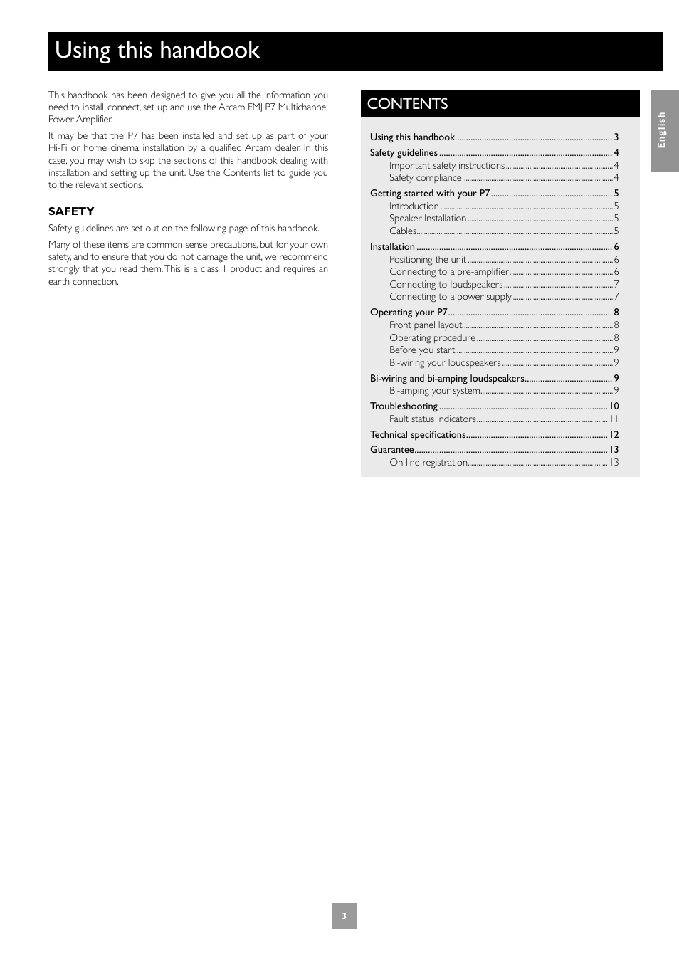 Arcam FMJ P7 User Manual | Page 3 / 52