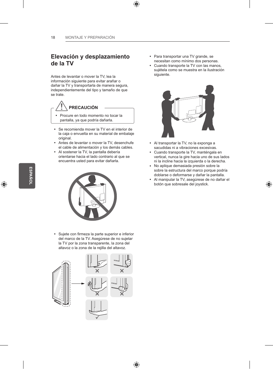 Elevación y desplazamiento de la tv | LG 55UB820V User Manual | Page 175 / 303