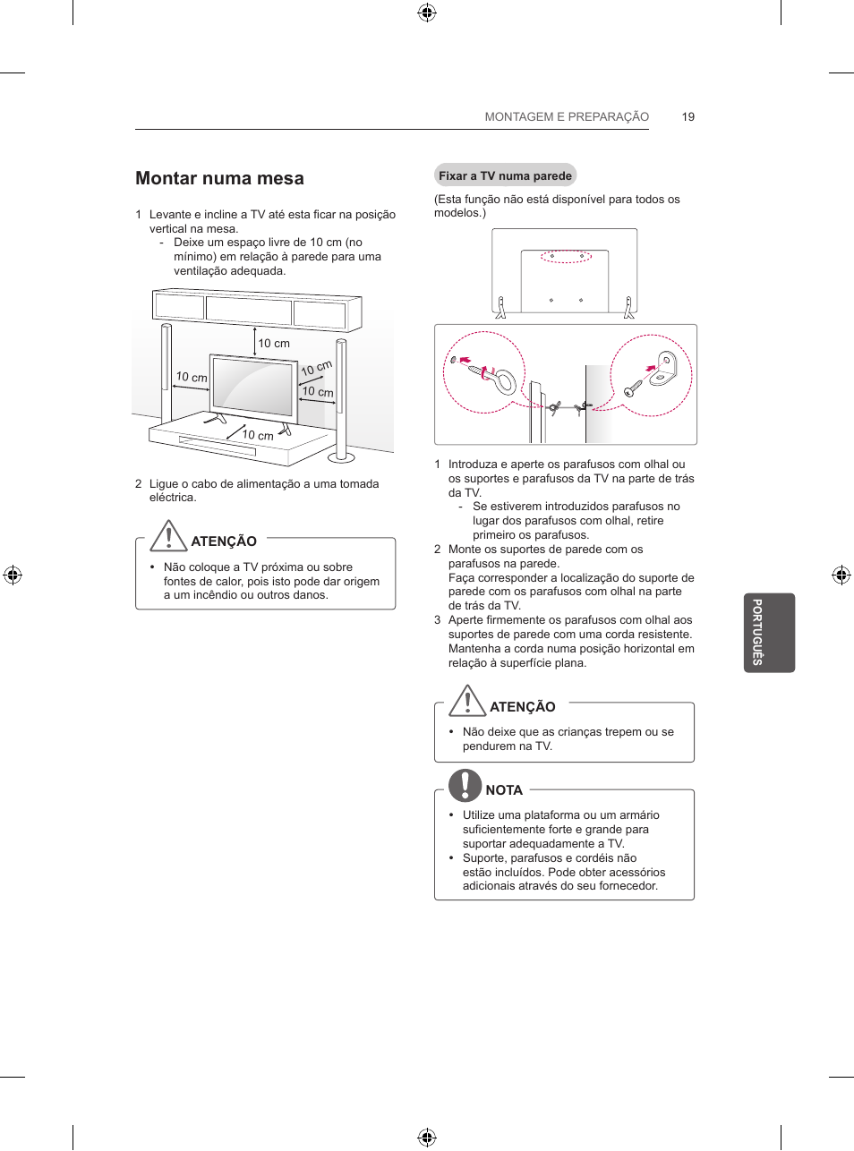 Montar numa mesa | LG 55UB820V User Manual | Page 204 / 303