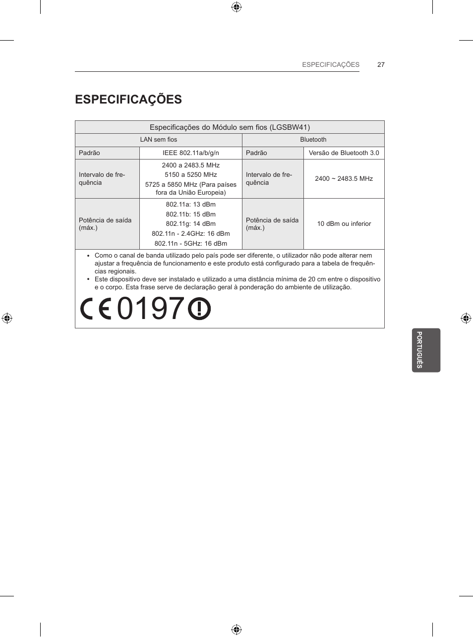 Especificações | LG 55UB820V User Manual | Page 212 / 303