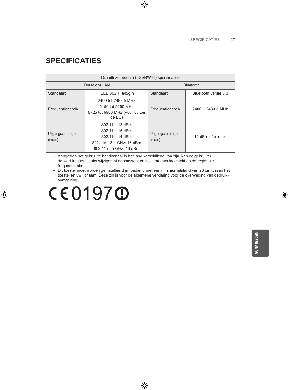 Specificaties | LG 55UB820V User Manual | Page 240 / 303