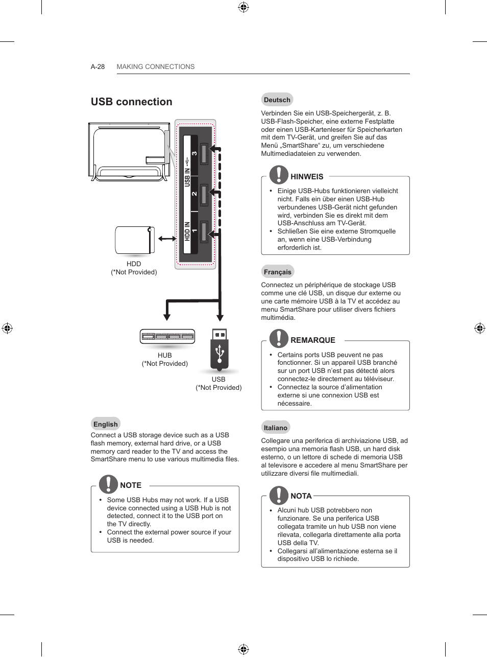 Usb connection | LG 55UB820V User Manual | Page 31 / 303
