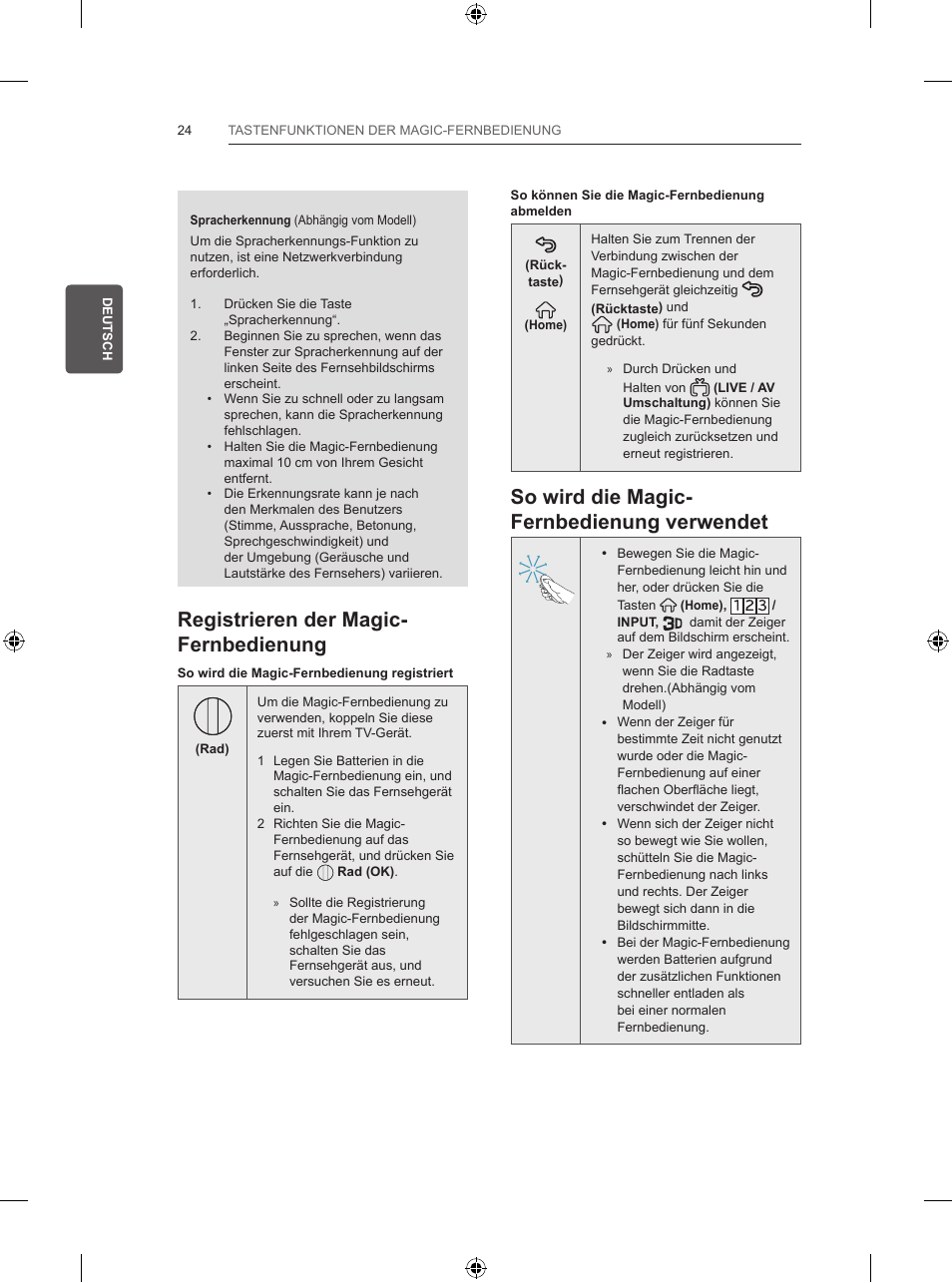 So wird die magic- fernbedienung verwendet, Registrieren der magic- fernbedienung | LG 55UB820V User Manual | Page 93 / 303