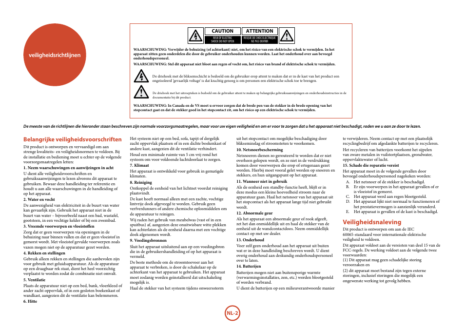 Veiligheidsnaleving | Arcam FMJ BDP100 User Manual | Page 108 / 148