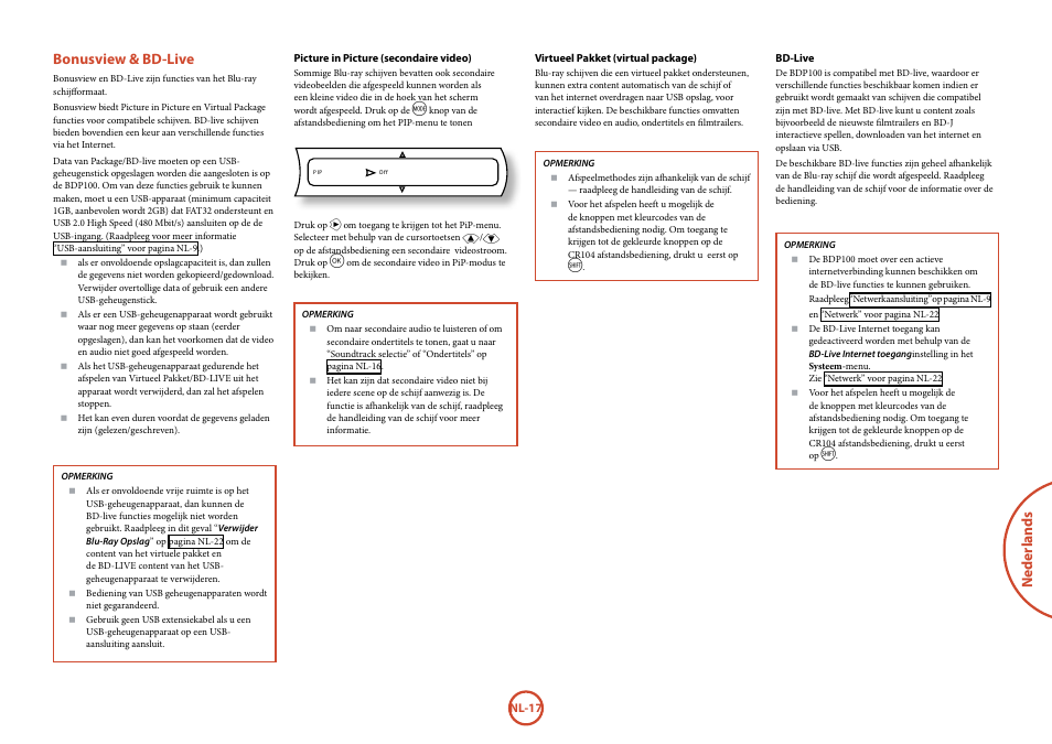 Neder lands, Bonusview & bd-live | Arcam FMJ BDP100 User Manual | Page 123 / 148