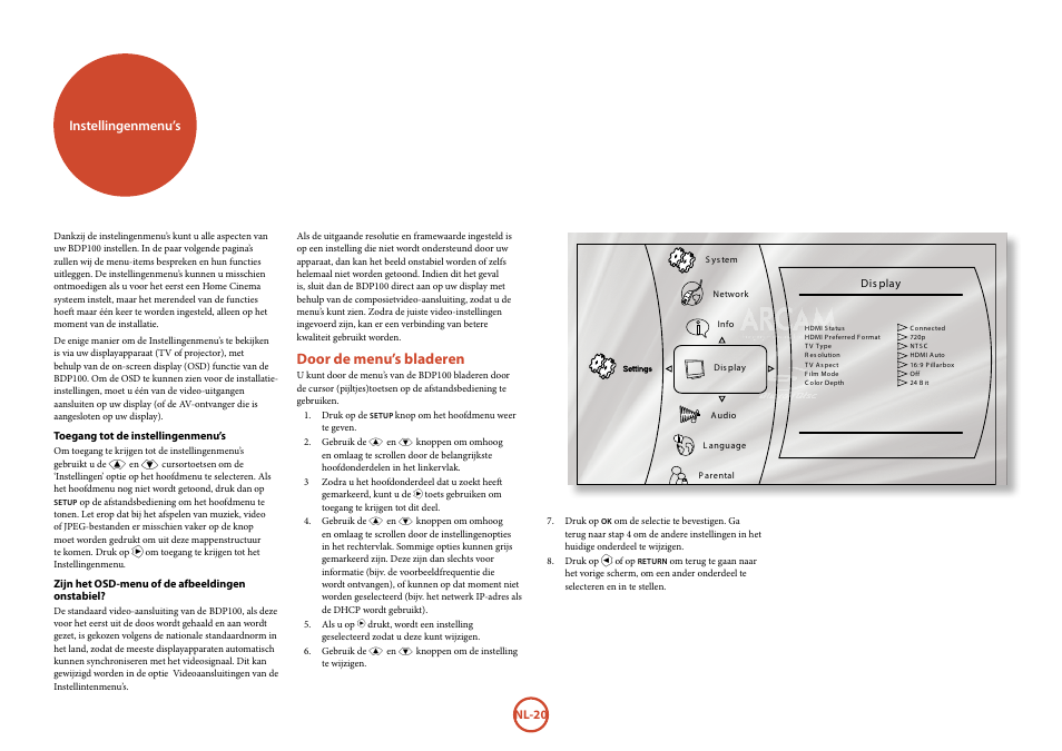 Door de menu’s bladeren | Arcam FMJ BDP100 User Manual | Page 126 / 148